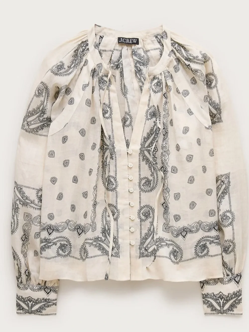J crew Popover top in bandana-print ramie
